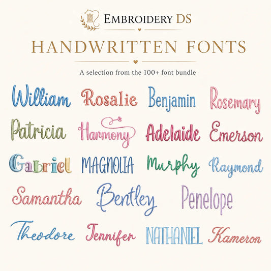 100+ Embroidery Fonts Bundle