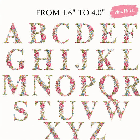 🌸 Floral (A-Z) Full Flower Alphabet Embroidery Designs Bundle