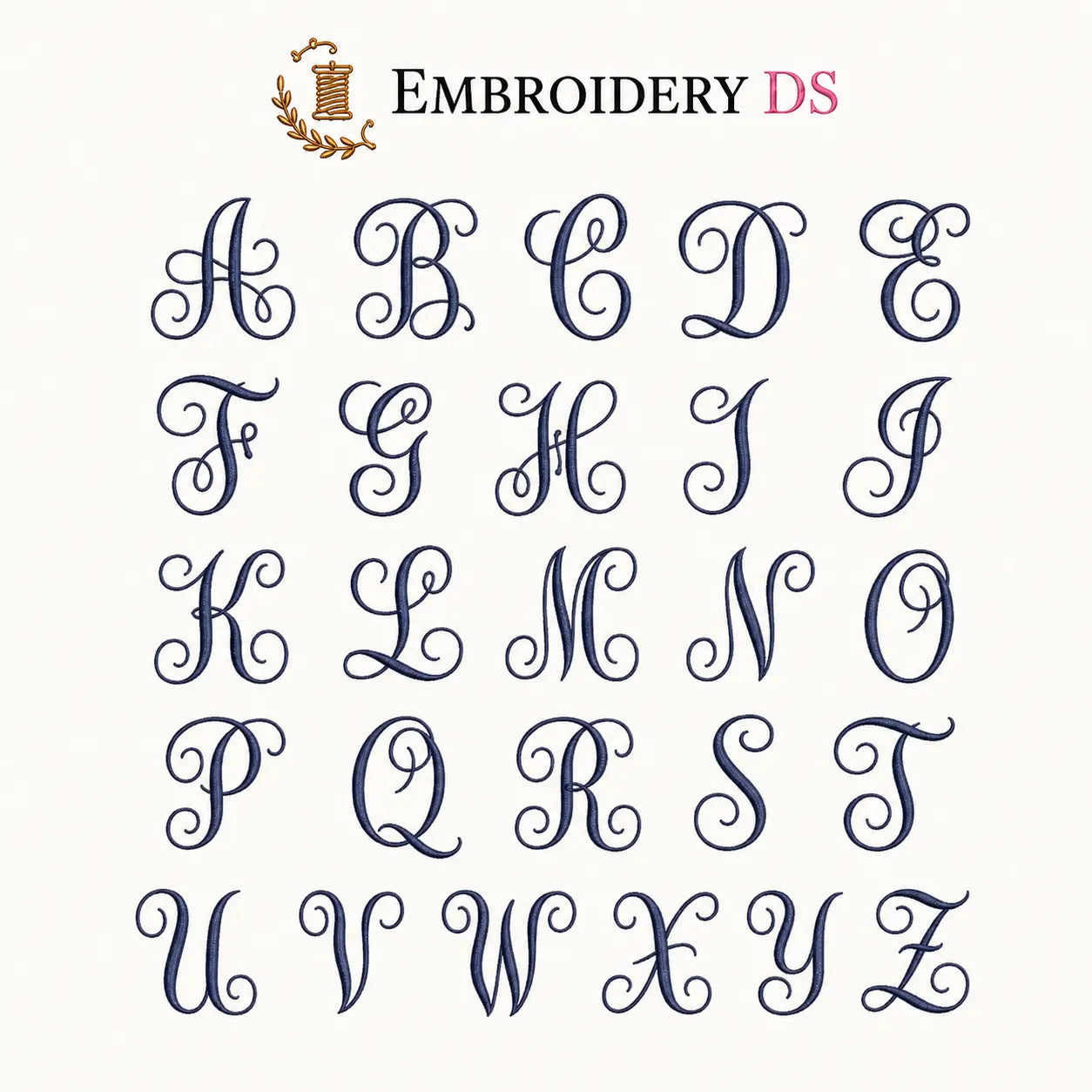 30 Alphabet Monogram Embroidery Fonts Bundle