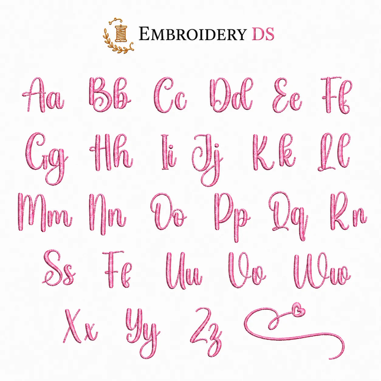 30 Handwritten Font Embroidery Bundle