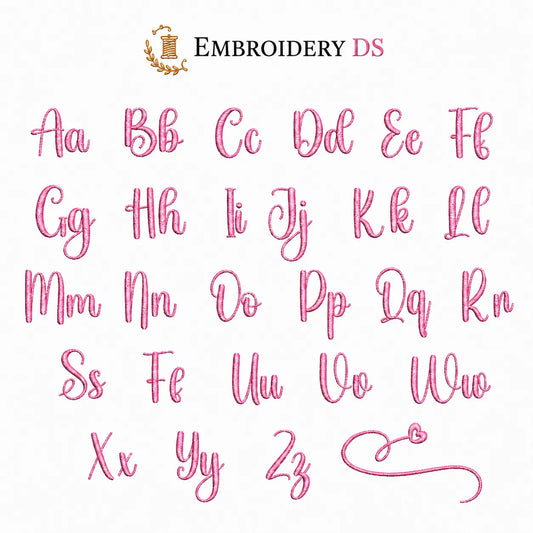 30 Handwritten Font Embroidery Bundle