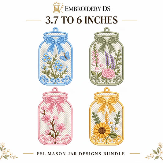 12 FSL Mason Jar Embroidery Designs