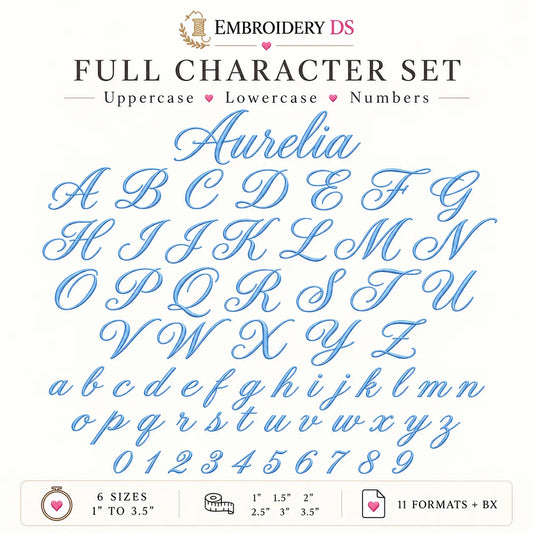 Aurelia Calligraphy Embroidery Font