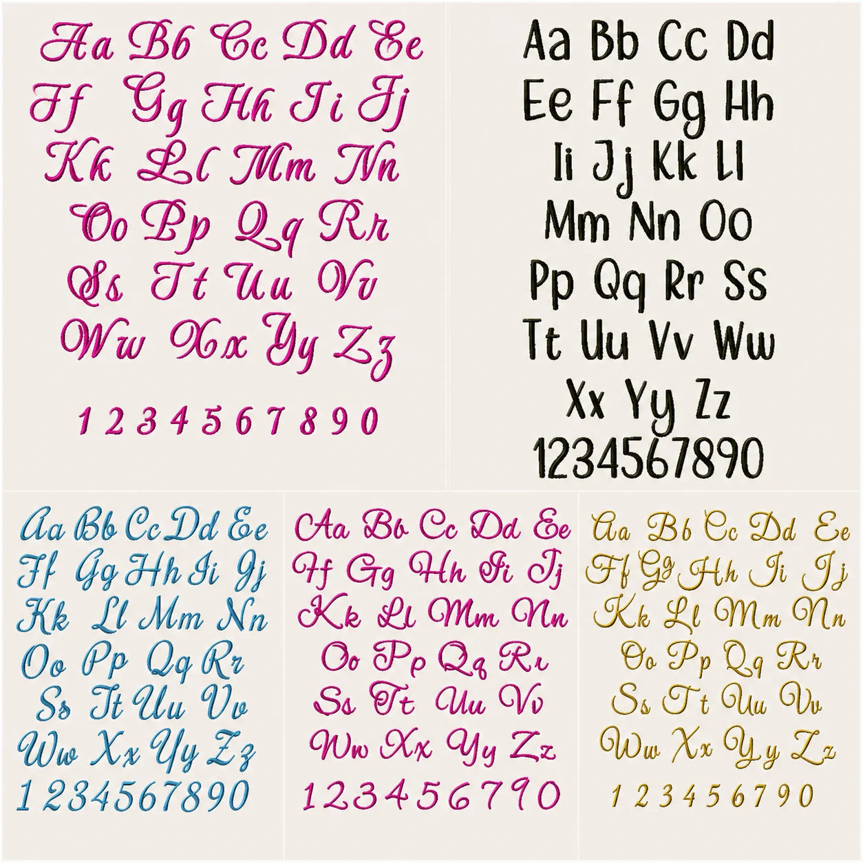 10 Embroidery Fonts Bundle – BX Fonts, Script & Cursive