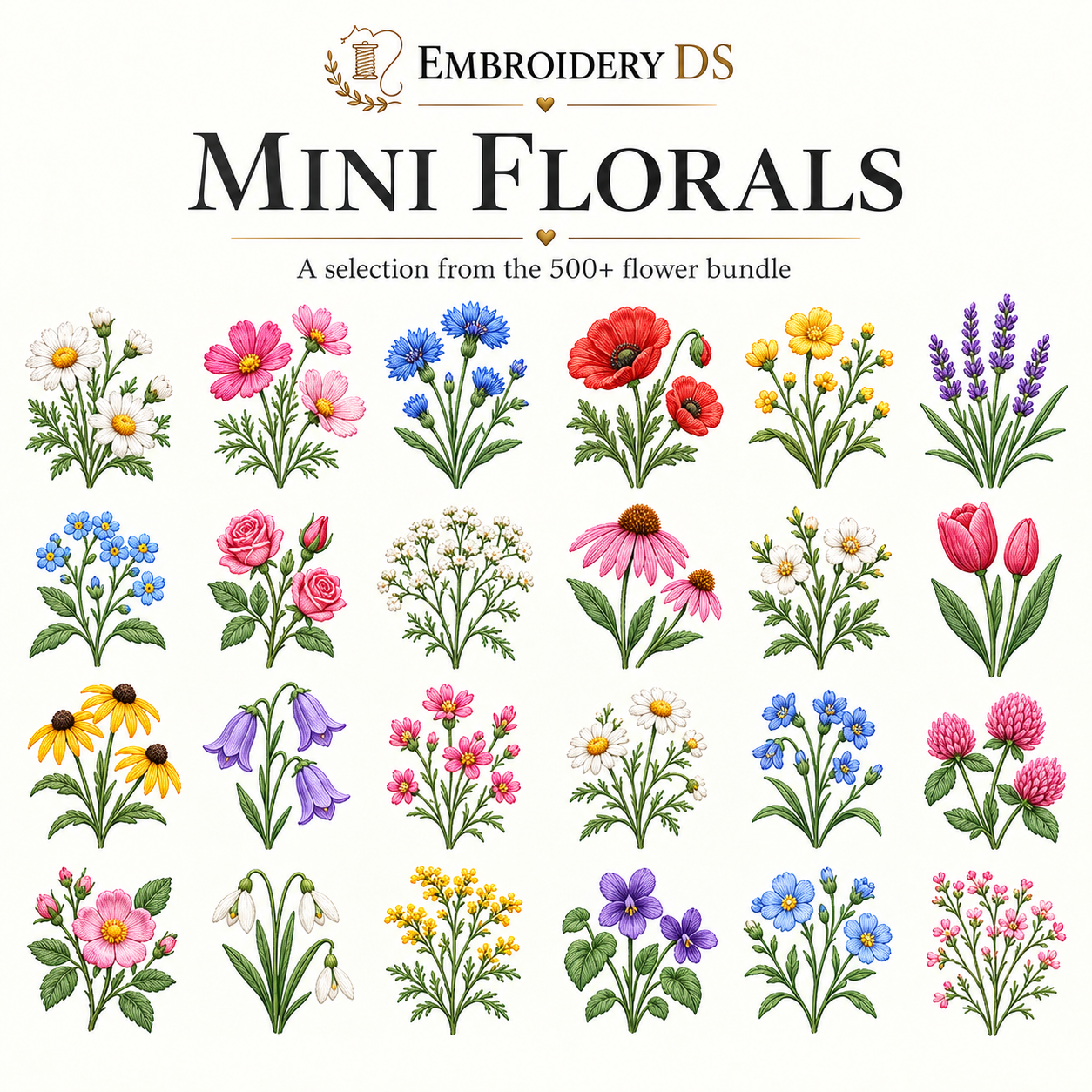 500+ Flowers Machine Embroidery Design Bundle