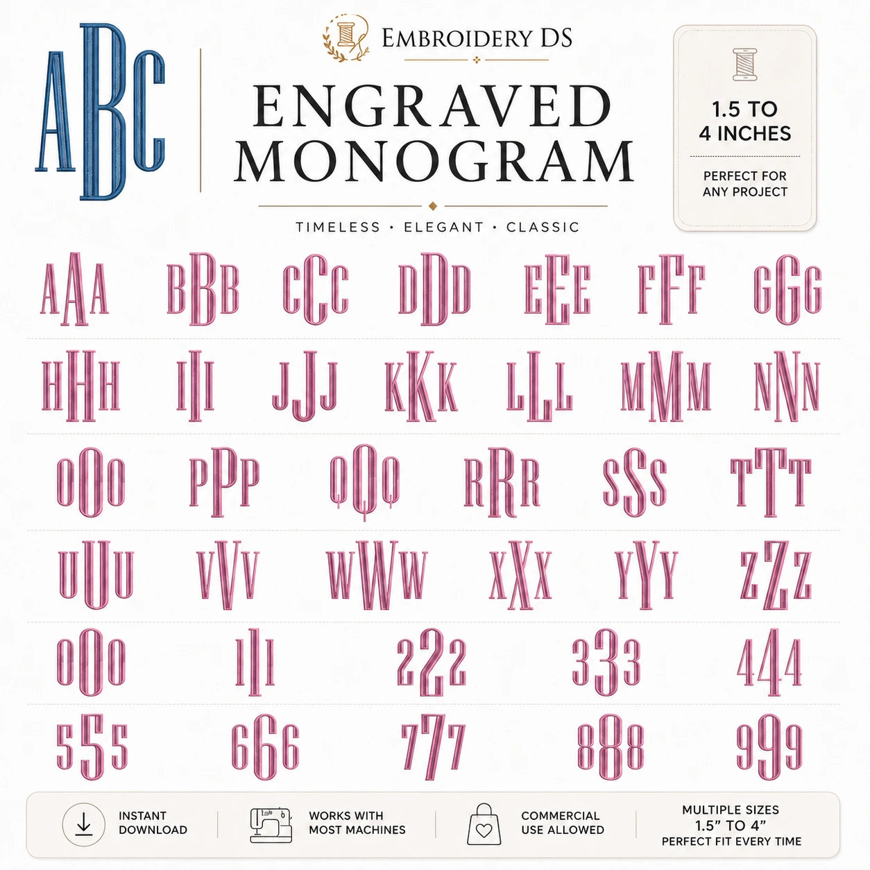 Bundle Of 13 Alphabet Machine Embroidery Designs
