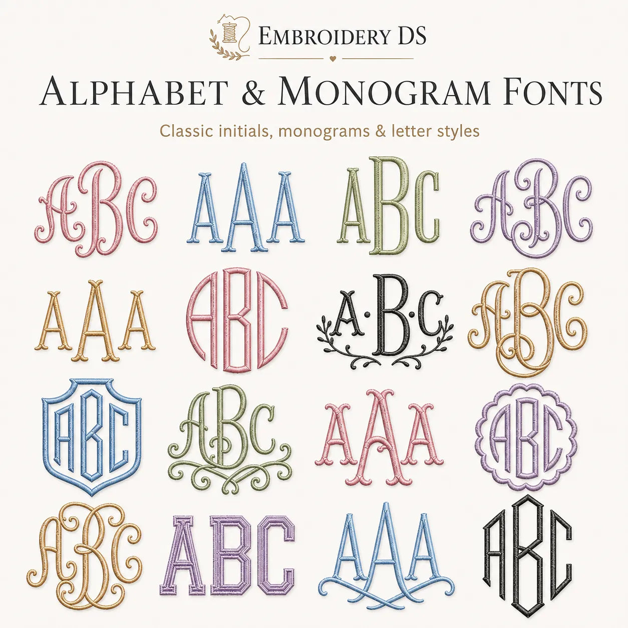100+ Embroidery Fonts Bundle