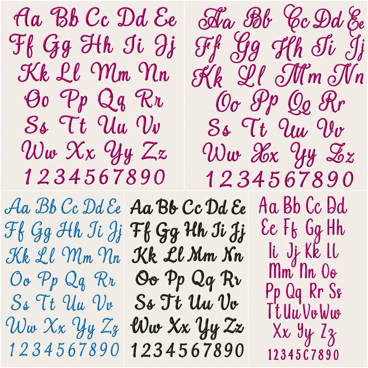 10 Embroidery Fonts Bundle – BX Fonts, Script & Cursive