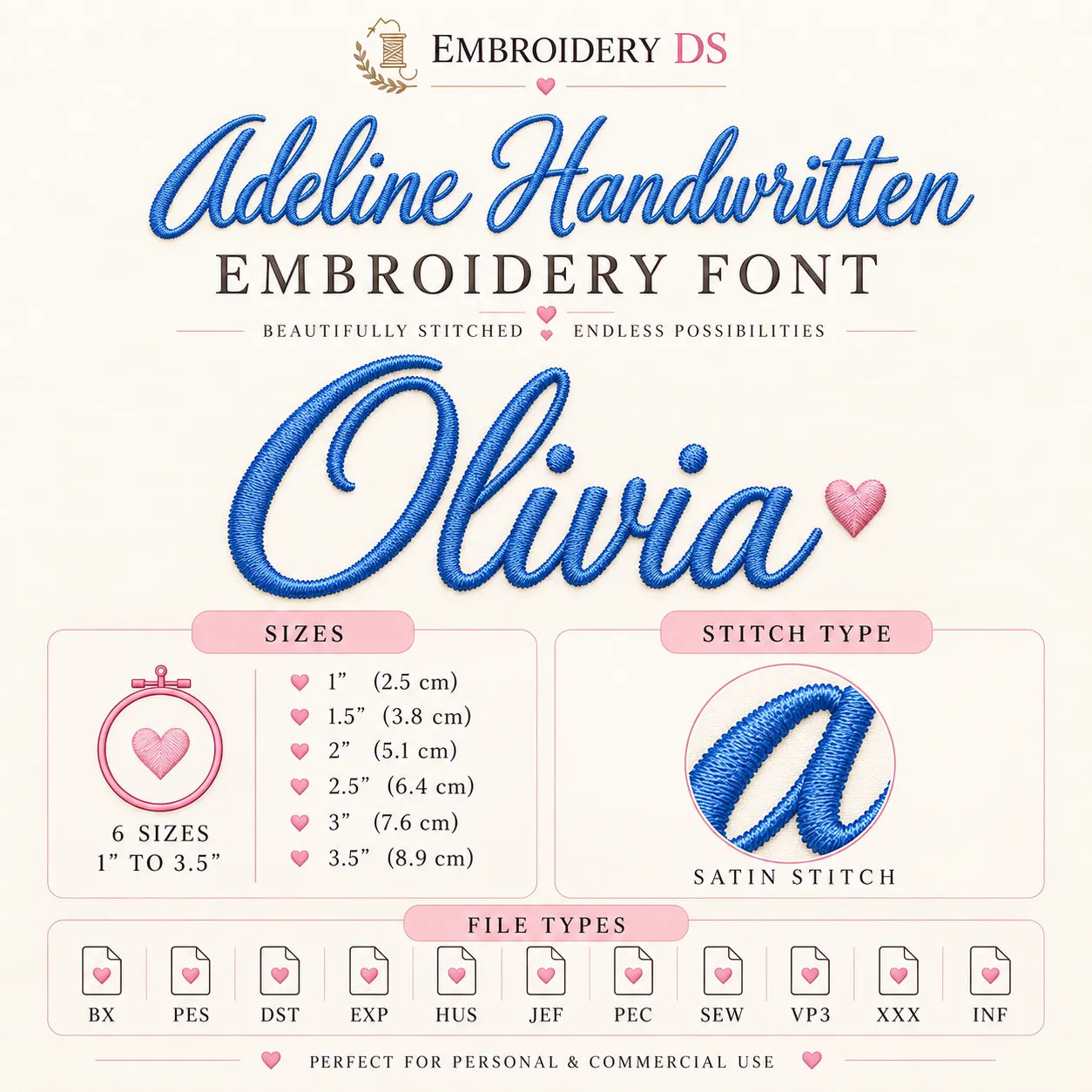 Adeline Handwritten Embroidery Font