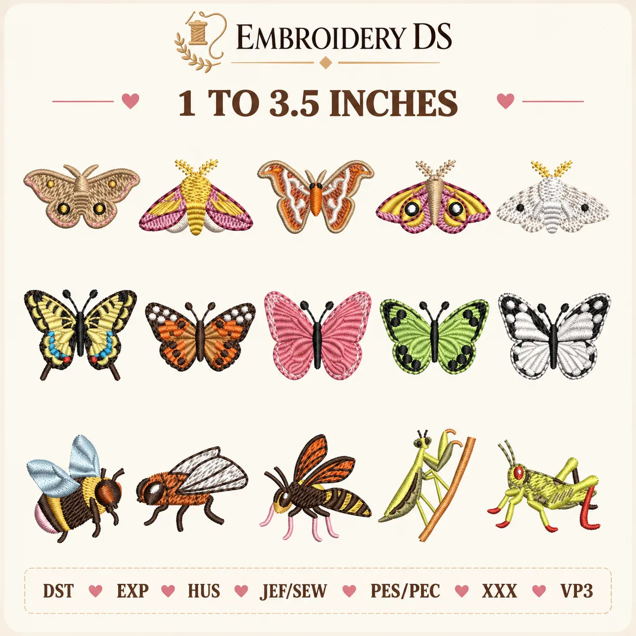 60 Mini Bugs Machine Embroidery Designs