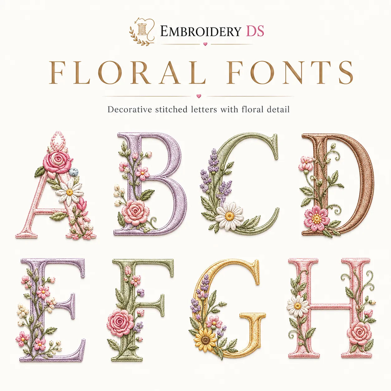 100+ Embroidery Fonts Bundle