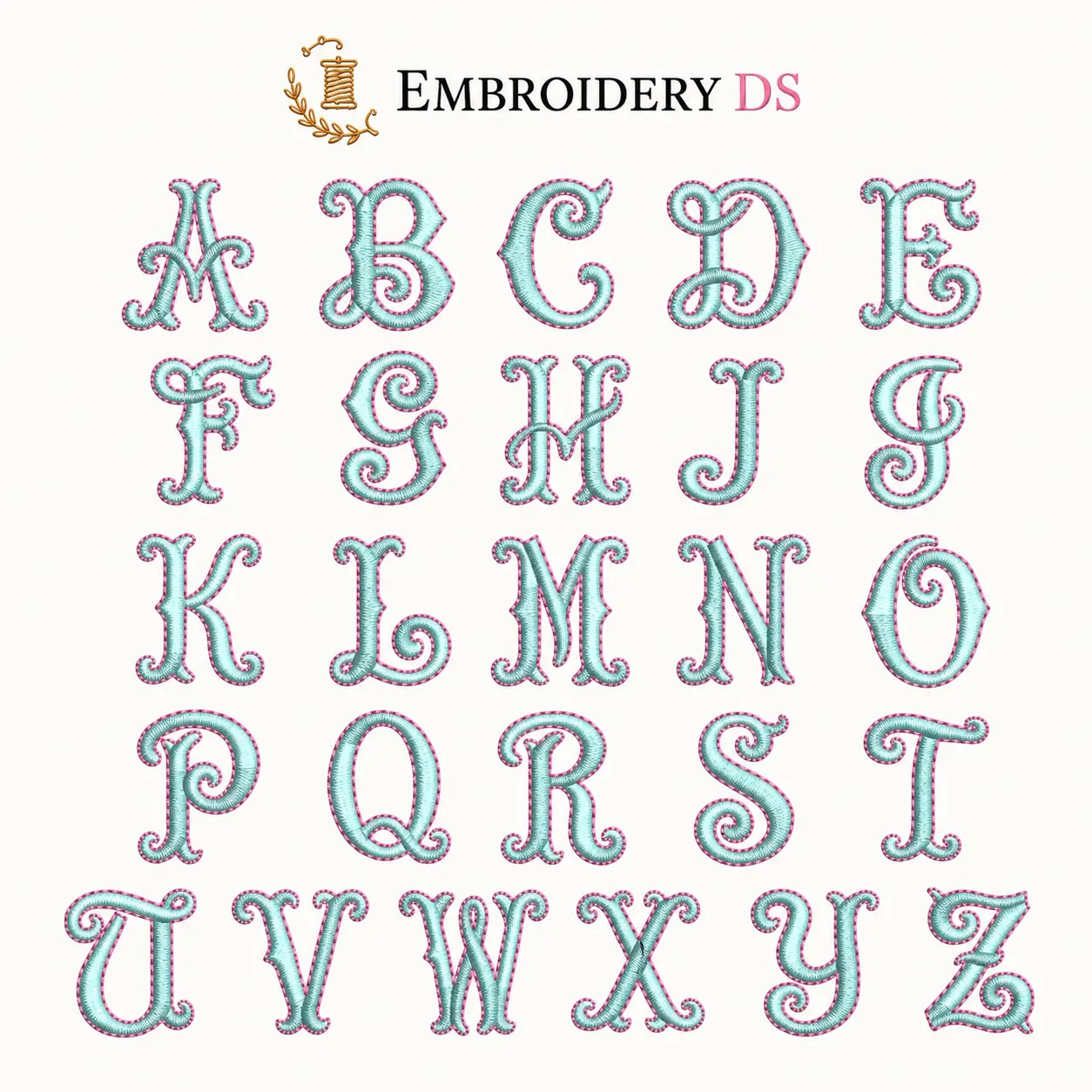 30 Alphabet Monogram Embroidery Fonts Bundle