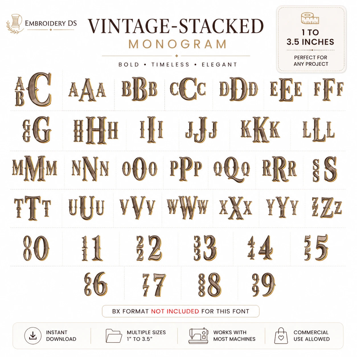 Bundle Of 13 Alphabet Machine Embroidery Designs