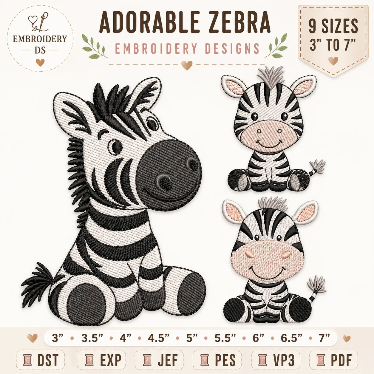 26 Safari Animal Machine Embroidery Designs Bundle