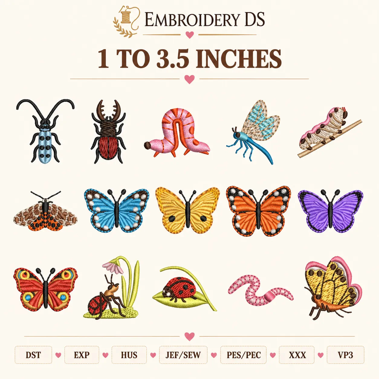 60 Mini Bugs Machine Embroidery Designs