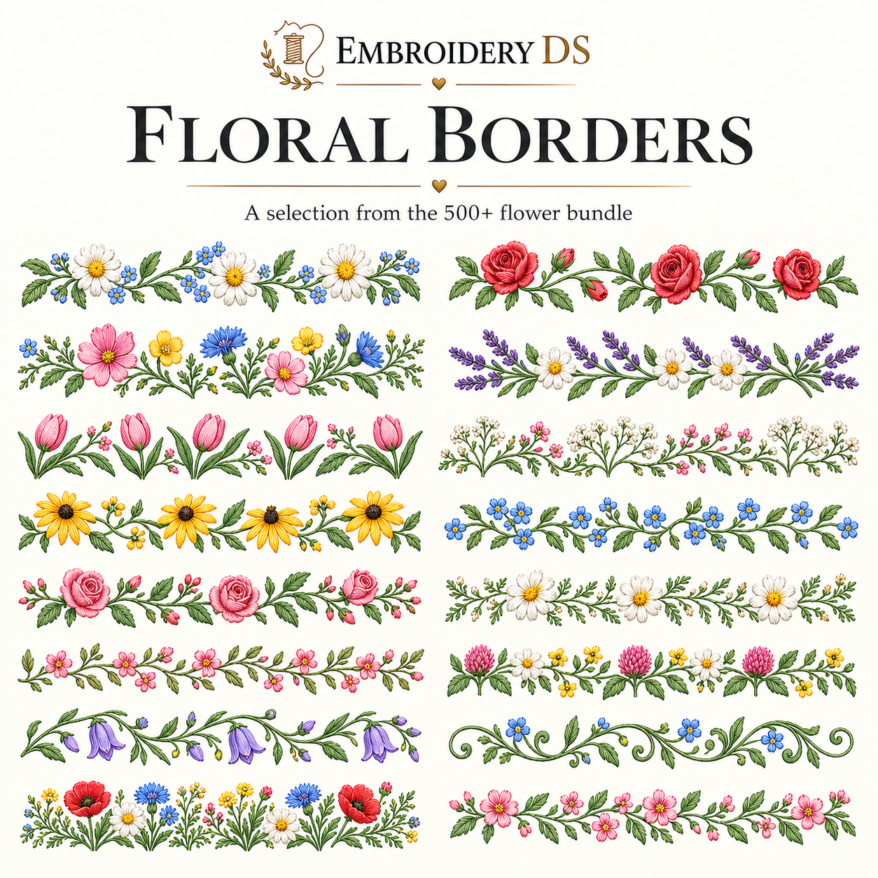 500+ Flowers Machine Embroidery Design Bundle
