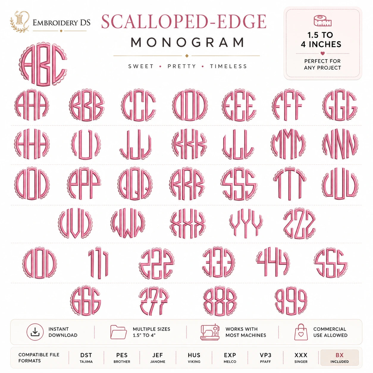 Bundle Of 13 Alphabet Machine Embroidery Designs