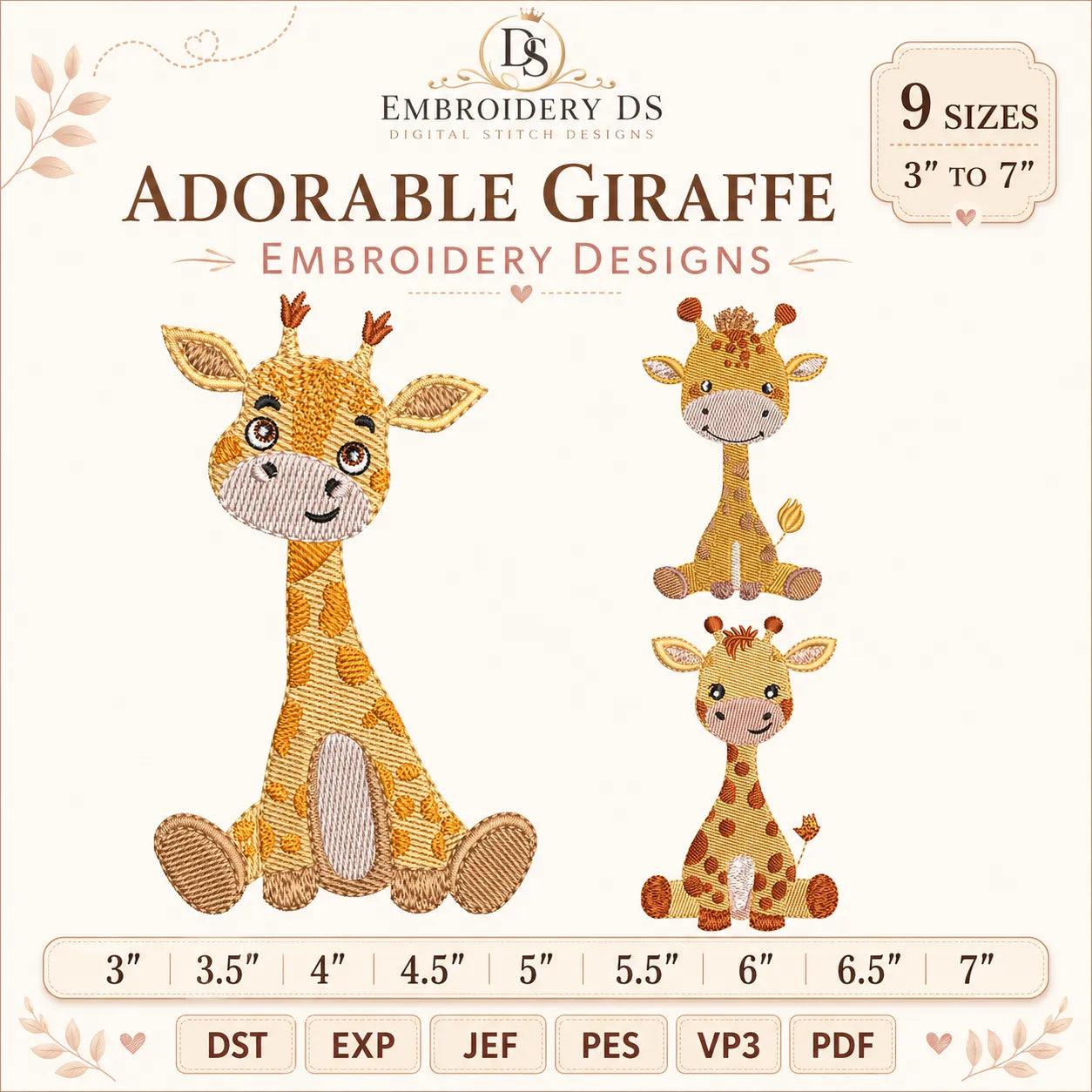 26 Safari Animal Machine Embroidery Designs Bundle