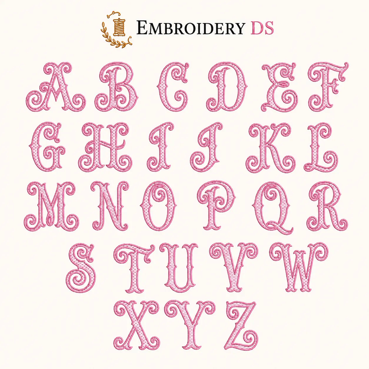 30 Alphabet Monogram Embroidery Fonts Bundle
