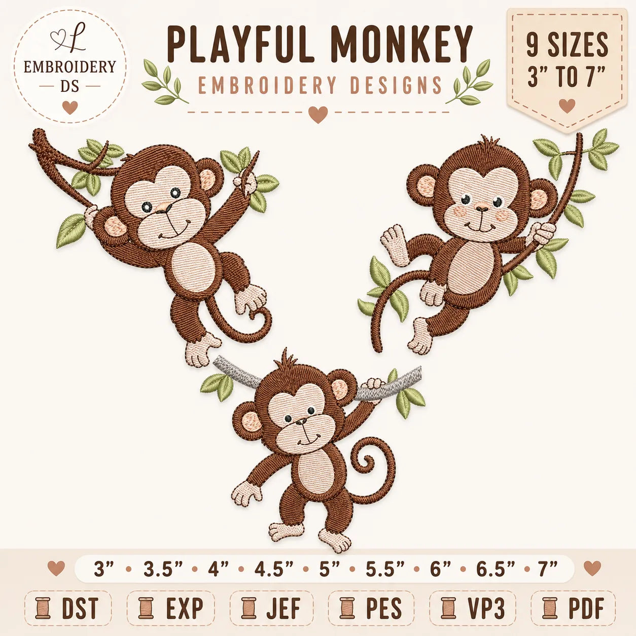 26 Safari Animal Machine Embroidery Designs Bundle