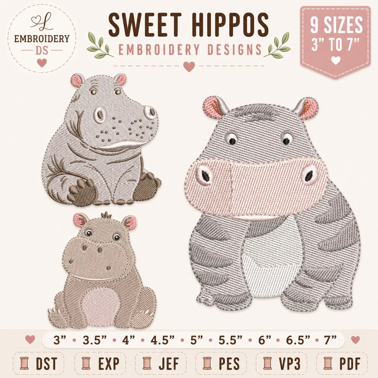 26 Safari Animal Machine Embroidery Designs Bundle