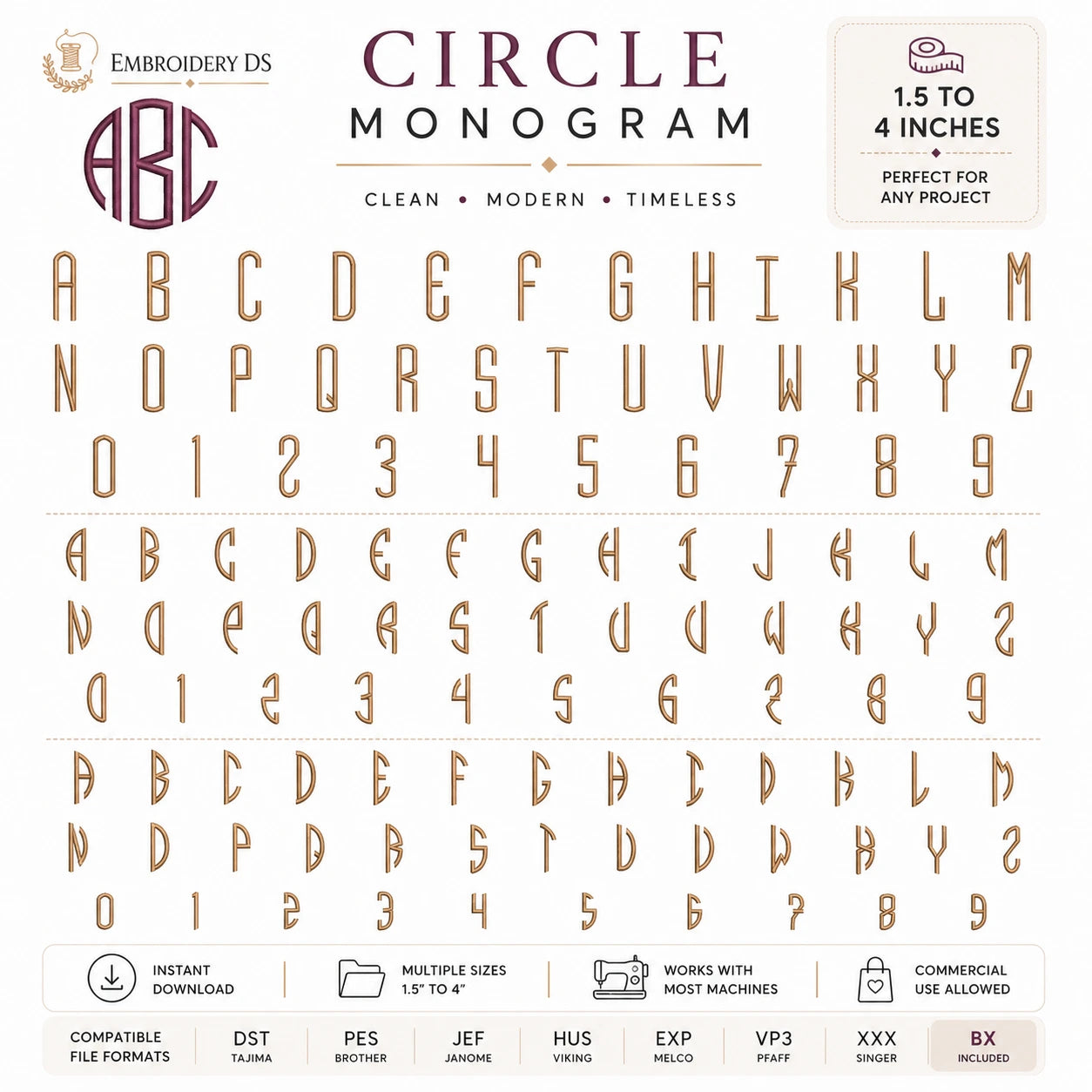 Bundle Of 13 Alphabet Machine Embroidery Designs