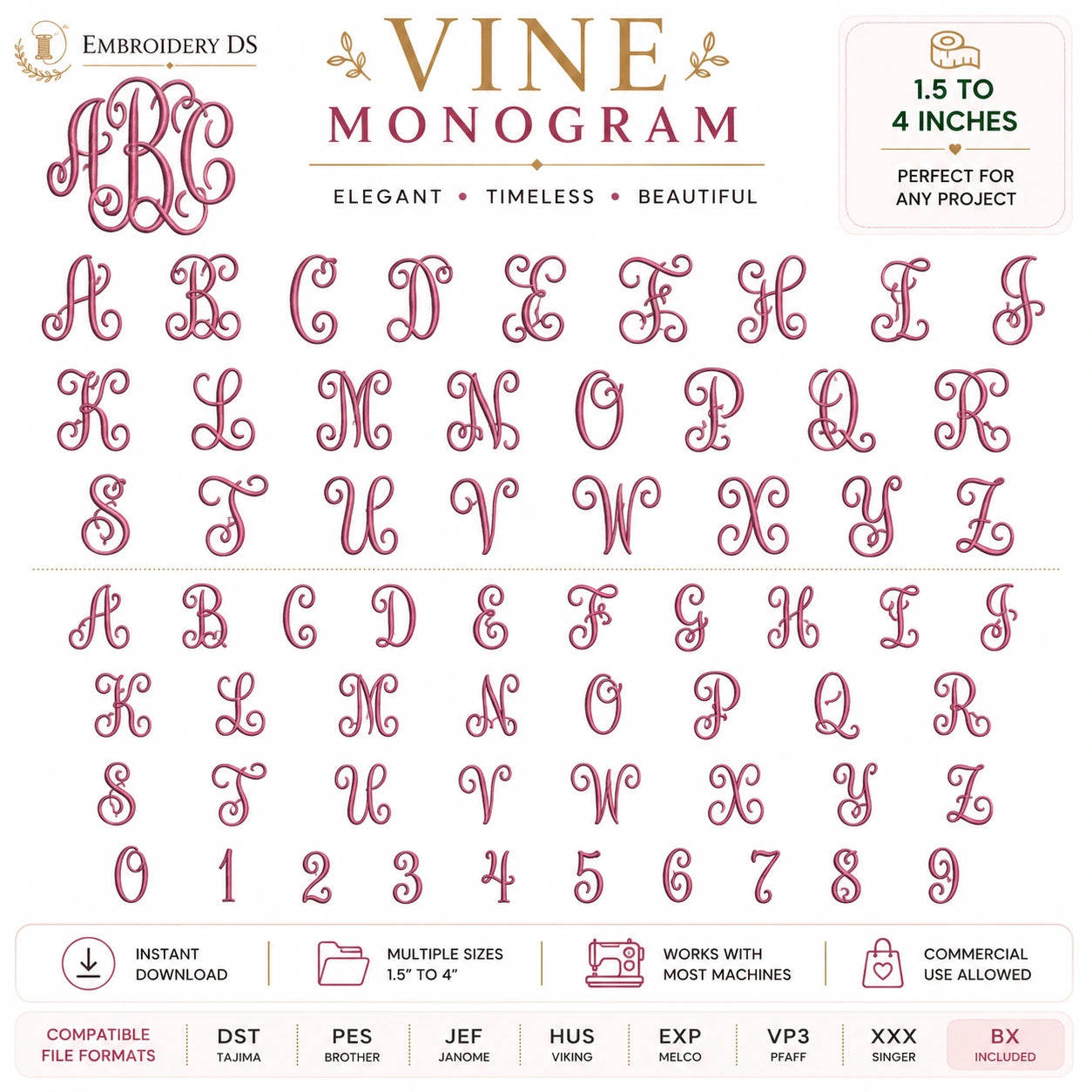 Bundle Of 13 Alphabet Machine Embroidery Designs