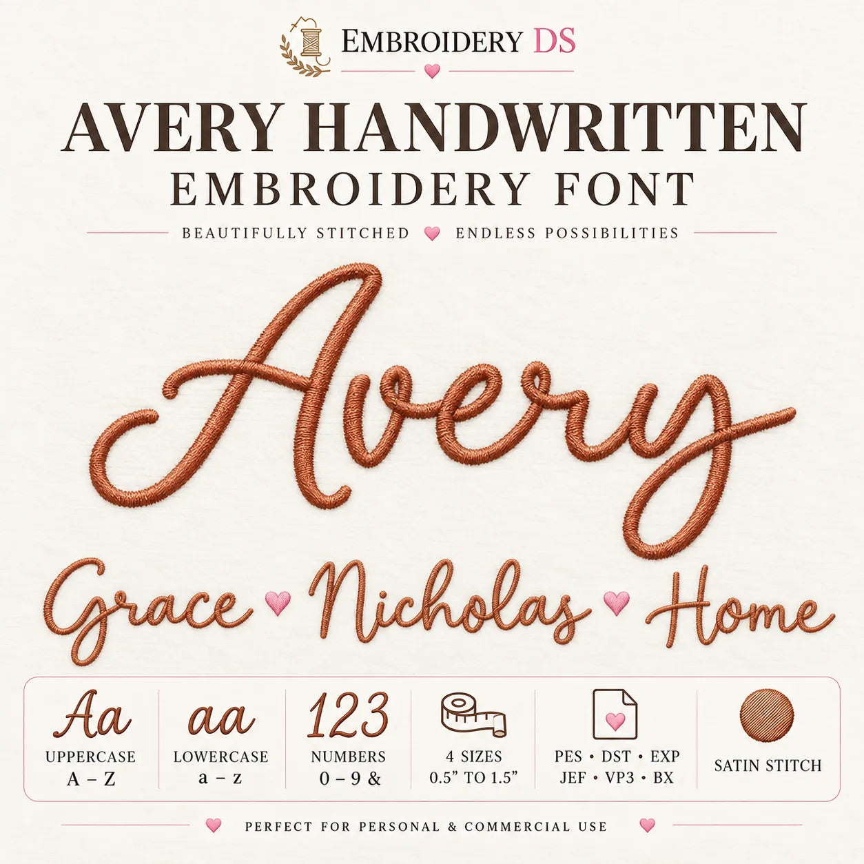 Avery Handwritten Embroidery Font