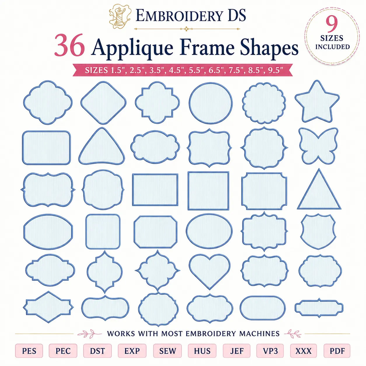 Applique Frame Shapes Embroidery Bundle
