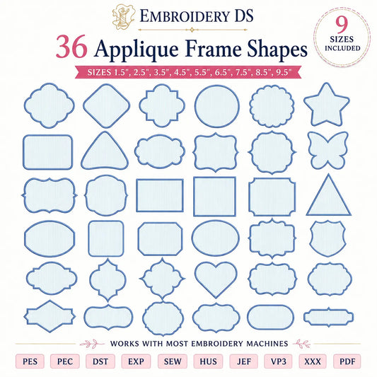 Applique Frame Shapes Embroidery Bundle