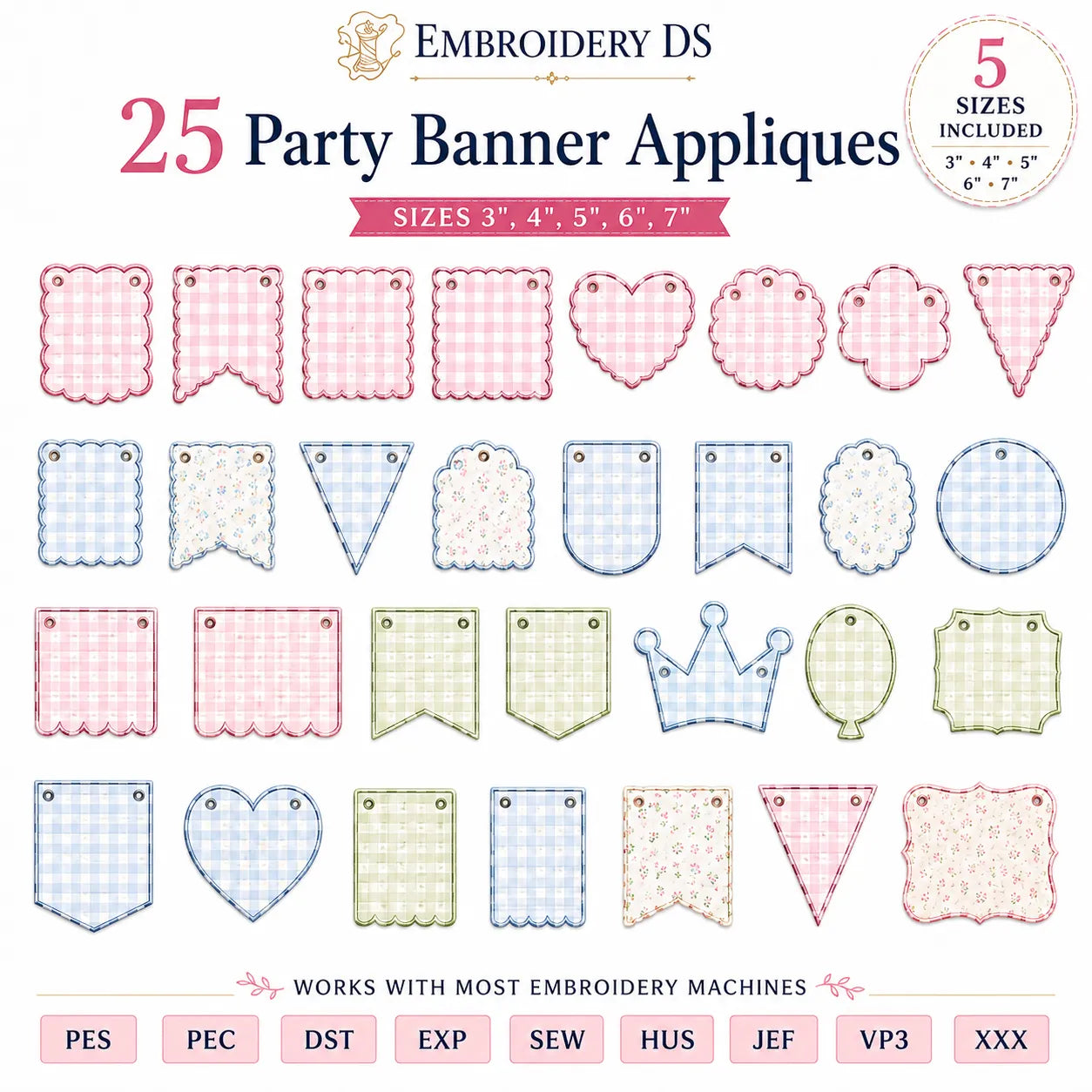 Party Banner Applique Embroidery Bundle