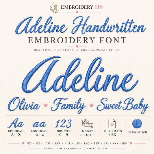 Adeline Handwritten Embroidery Font