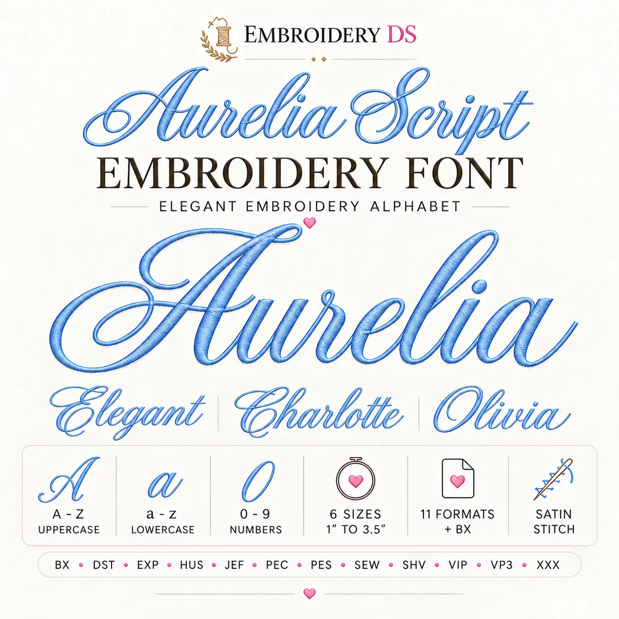 Aurelia Calligraphy Embroidery Font