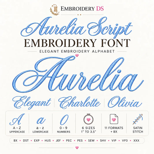 Aurelia Calligraphy Embroidery Font