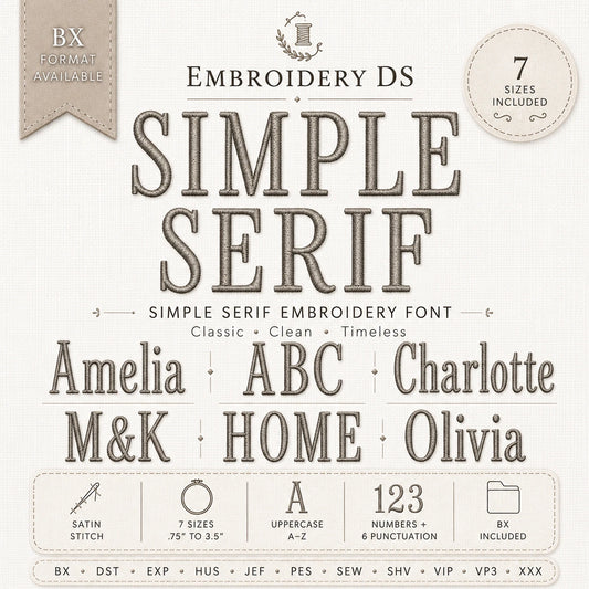 Simple Serif Tall Embroidery Font