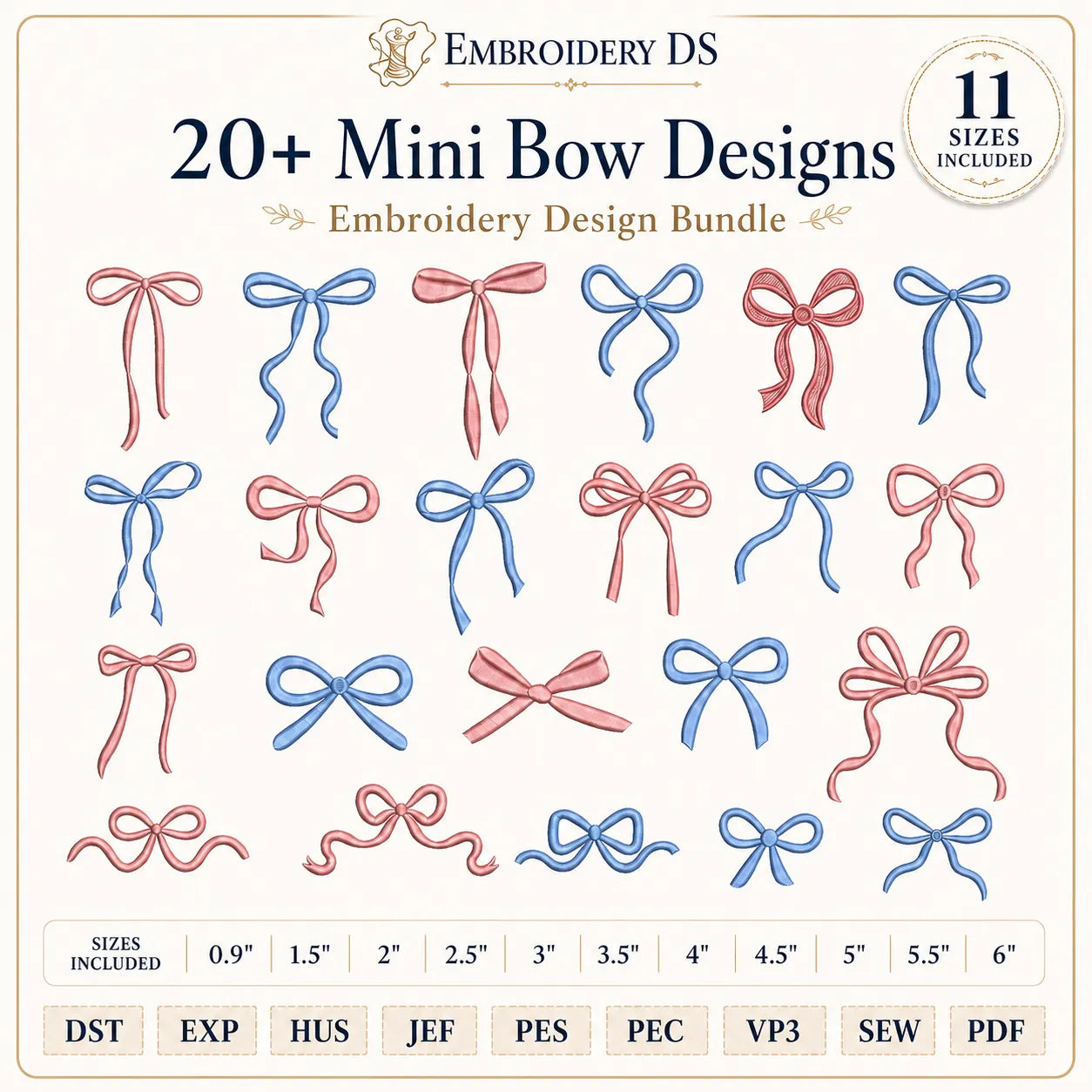 20+ Mini Bow Embroidery Design