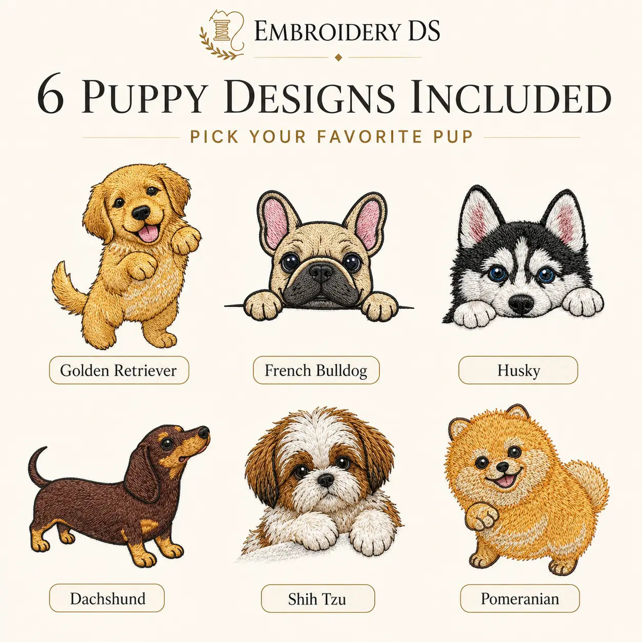 Peeking Puppy Machine Embroidery Designs Bundle