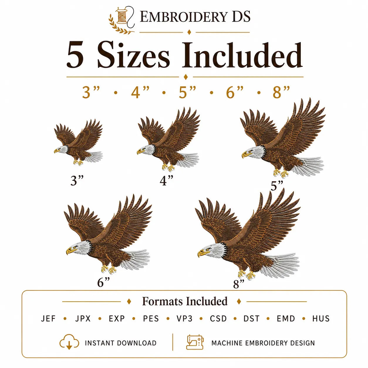 Flying Eagle Embroidery Design