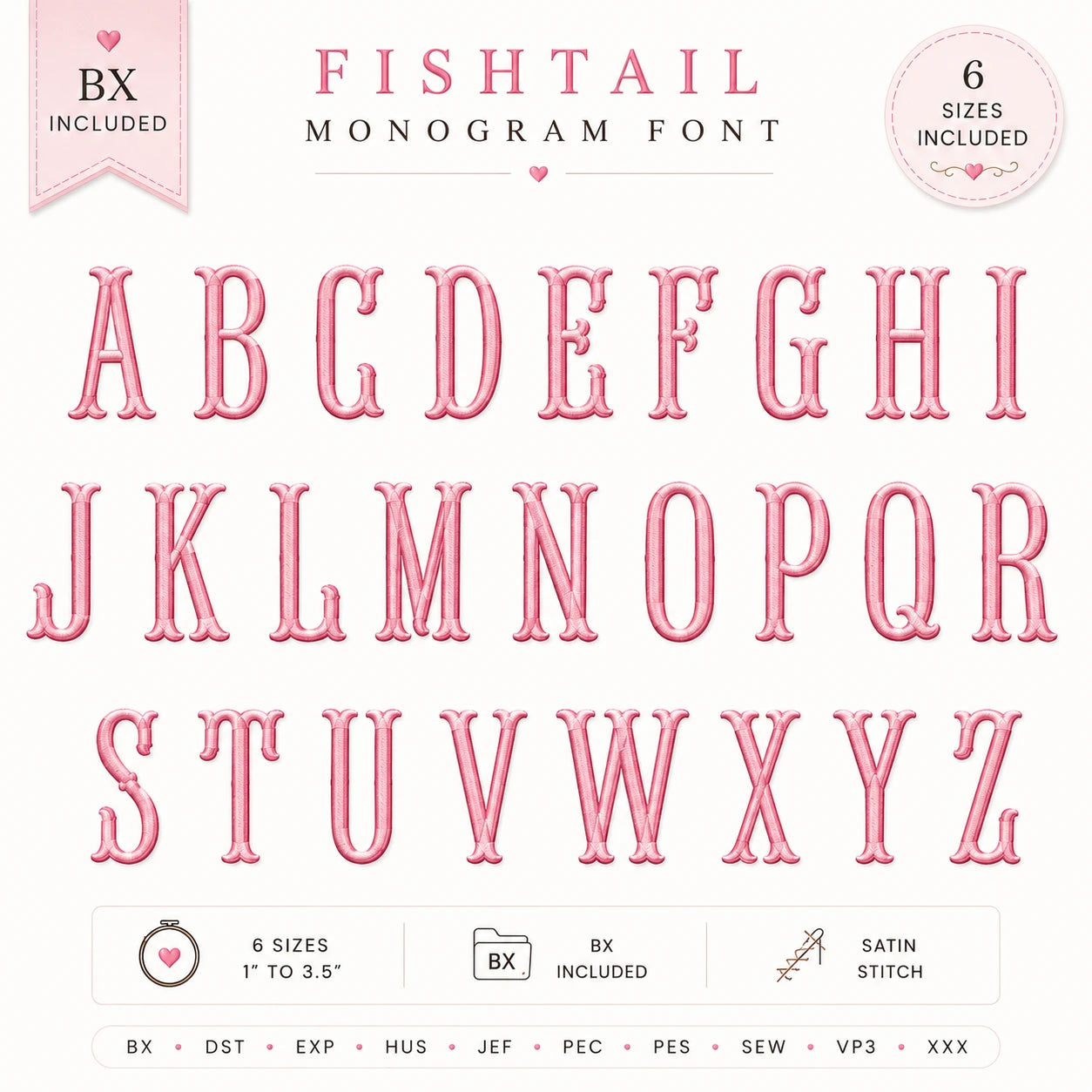 Fishtail Monogram Embroidery Font
