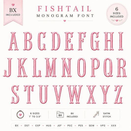 Fishtail Monogram Embroidery Font