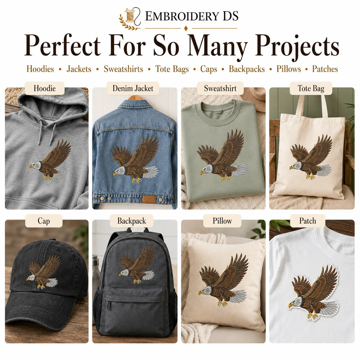 Flying Eagle Embroidery Design